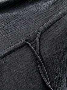 SHEIN LUNE Áo liền quần nữ Nút Dây kéo màu trơn Giải trí - màu đen - Xem 7