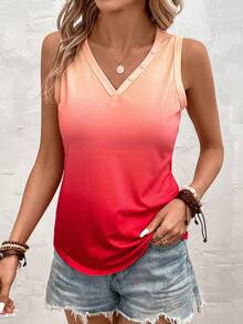 SHEIN LUNE Top tank de ombré de cuello V - Multicolor - Ver 6