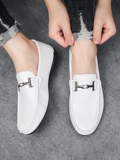 2025新款男士休闲纯色乐福鞋，一脚蹬便士乐福鞋，时尚扣饰，软底舒适轻便，适合日常穿搭