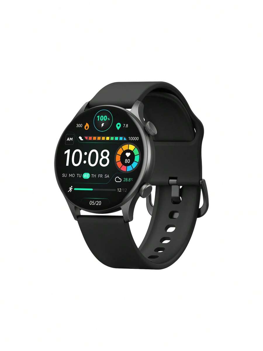 Reloj inteligente monitoreo de frecuencia cardíaca redondo - Negro - Ver 1