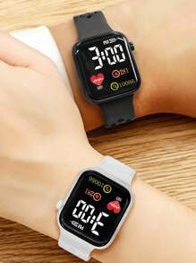 2pcs Couple Square Electronic Watch - Multicolor - View 5