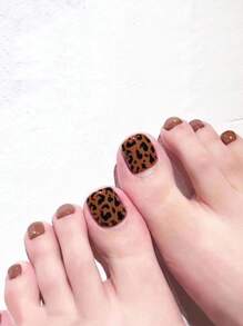 1 hoja de pegatinas para uñas de los pies con estampado de leopardo y 1 lima de uñas, envolturas para esmalte de uñas, diseño de uñas para mujeres y niñas - Multicolor - Ver 1