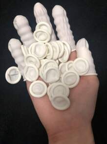 Latex Finger Cots,100Pcs Finger Protection When Applying Protect Fingers Tool - White - View 1