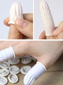 Latex Finger Cots,100Pcs Finger Protection When Applying Protect Fingers Tool - White - View 3