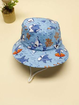 1入組兒童鯊魚樣式漁夫帽適用於戶外