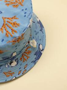 1pc Kids Shark Pattern Bucket Hat For Outdoor - Blue - View 4