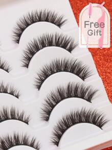 5pairs Fake Eyelashes Natural Eyelashes Thick False Eyelashes Cross Eye Lashes Reusable Eyelash Makeup Strip Lashes, Lashes, Eyelashes, Fake Lashes - Black - View 1