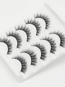 5pairs Fake Eyelashes Natural Eyelashes Thick False Eyelashes Cross Eye Lashes Reusable Eyelash Makeup Strip Lashes, Lashes, Eyelashes, Fake Lashes - Black - View 2