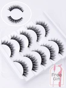 5pairs Fake Eyelashes Natural Eyelashes Thick False Eyelashes Cross Eye Lashes Reusable Eyelash Makeup Strip Lashes, Lashes, Eyelashes, Fake Lashes - Black - View 7