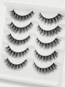 5pairs Fake Eyelashes Natural Eyelashes Thick False Eyelashes Cross Eye Lashes Reusable Eyelash Makeup Strip Lashes, Lashes, Eyelashes, Fake Lashes - Black - View 8