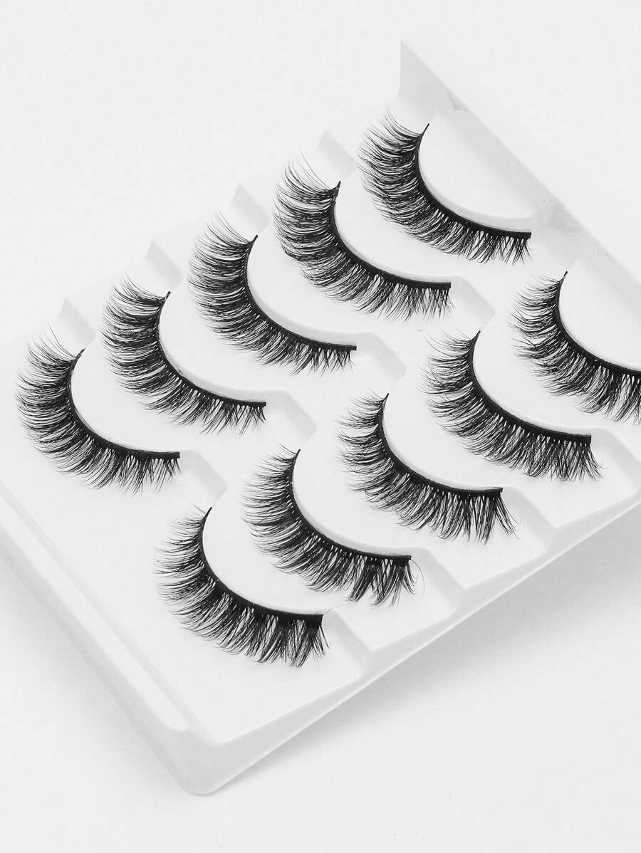 5pairs Fake Eyelashes Natural Cils Thick False Eyelashes Cross Eye
