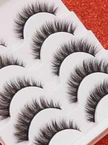 5pairs Fake Eyelashes Natural Eyelashes Thick False Eyelashes Cross Eye Lashes Reusable Eyelash Makeup Strip Lashes, Lashes, Eyelashes, Fake Lashes - Black - View 10