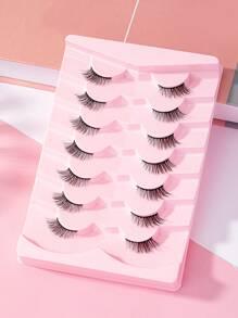 假睫毛，7 對貓眼尾眼加長睫毛假睫毛自然外觀眼睫毛禮物適合女士和女孩 - 黑色 - 查看 1