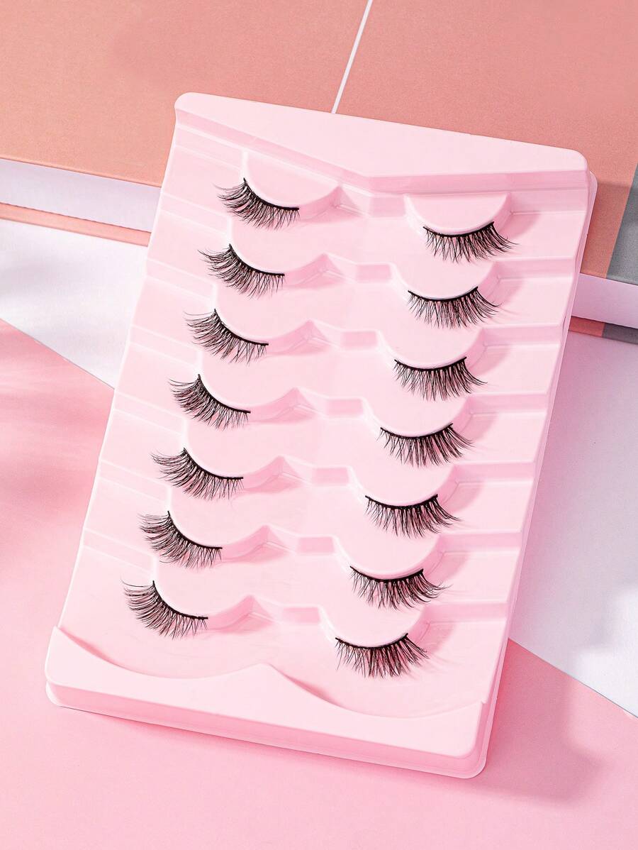 假睫毛，7 對貓眼尾眼加長睫毛假睫毛自然外觀眼睫毛禮物適合女士和女孩 - 黑色 - 查看 1