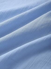 Manfinity Homme 男士半排扣捲邊袖襯衫&短褲 - 淺藍色 - 查看 3