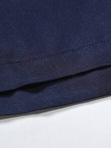 Manfinity Homme 男士字母圖案襯衫和腰部抽繩短褲 - 藍色 - 查看 3