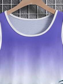 Manfinity Chillmode Hombres Top tank de ombré con estampado de árbol unido en contraste - Multicolor - Ver 5