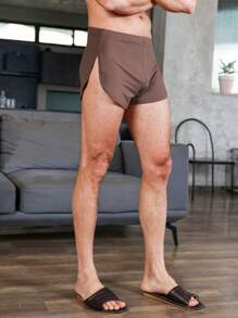 Quần giản dị  Nam Chia màu trơn - màu nâu - Xem 5