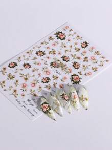 玫瑰花美甲貼紙，2入組優雅花卉3D設計美甲貼紙，婚禮情人節裝飾，浪漫亞克力美甲裝飾 DIY - 彩色 - 查看 2