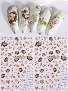 玫瑰花美甲貼紙，2入組優雅花卉3D設計美甲貼紙，婚禮情人節裝飾，浪漫亞克力美甲裝飾 DIY - 彩色 - 查看 5
