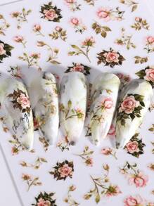 玫瑰花美甲貼紙，2入組優雅花卉3D設計美甲貼紙，婚禮情人節裝飾，浪漫亞克力美甲裝飾 DIY - 彩色 - 查看 6