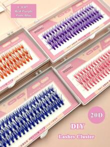 Cụm Lông Mi, 20D C Curl Màu Cụm Lông Mi Đỏ/Tím/Hồng/Xanh Dương 4 Màu Cá Nhân Nối Mi Tự Làm Manga Lashes Volumized Lông Mi Giả - màu đen - Xem 1