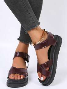 防水台踝帶時尚涼鞋