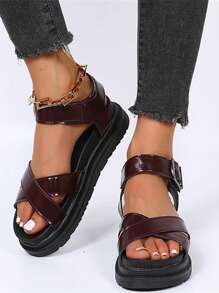 防水台踝帶時尚涼鞋