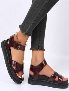 防水台踝帶時尚涼鞋