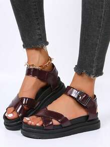 防水台踝帶時尚涼鞋