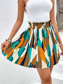 SHEIN Frenchy Váy nữ Xếp li Quần paper-bag Tất cả trên in Giải trí - Nhiều màu - Xem 3