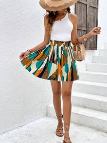 SHEIN Frenchy Váy nữ Xếp li Quần paper-bag Tất cả trên in Giải trí - Nhiều màu - Xem 7