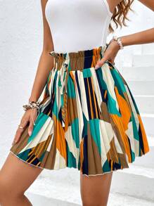 SHEIN Frenchy Váy nữ Xếp li Quần paper-bag Tất cả trên in Giải trí - Nhiều màu - Xem 1