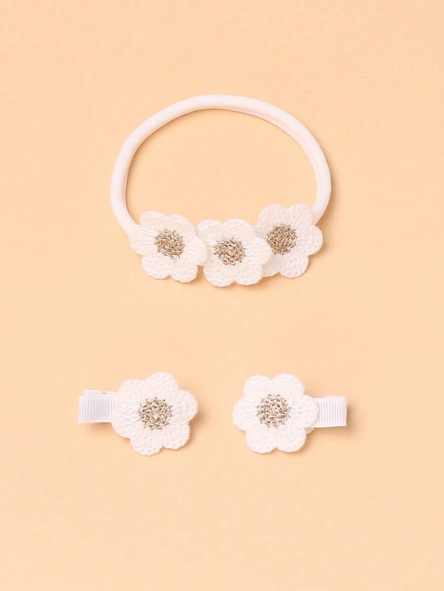 3入組嬰兒髮飾套裝 - 白色 - 查看 1
