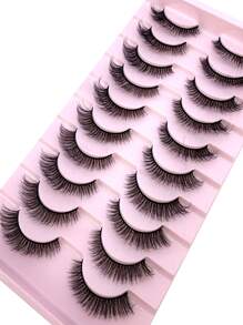 HBZGTLAD 假睫毛，10 對濃密自然交叉假睫毛自然化妝假睫毛適合化裝舞會套裝派對 - 黑色 - 查看 6