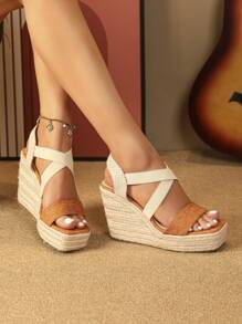 Women's Wedge Sandals - Burnt Orange - View 1