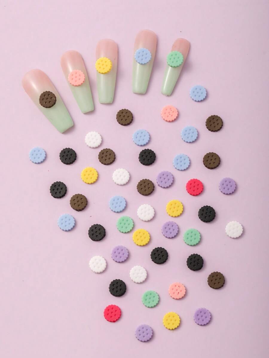 50 cái 3D Cookie Design Nail Art Trang trí - Nhiều màu - Xem 1