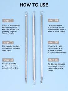 黑頭去除器，3件套粉刺粉刺去除器痤瘡白頭粉刺去除工具