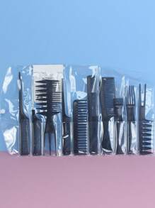 Styling Comb Set,10Pcs Hair Comb Set Hair Styling Comb Set Barber Hair Comb Set For Variety Of Hairstyles For Finishing And Coloring - Black - View 2