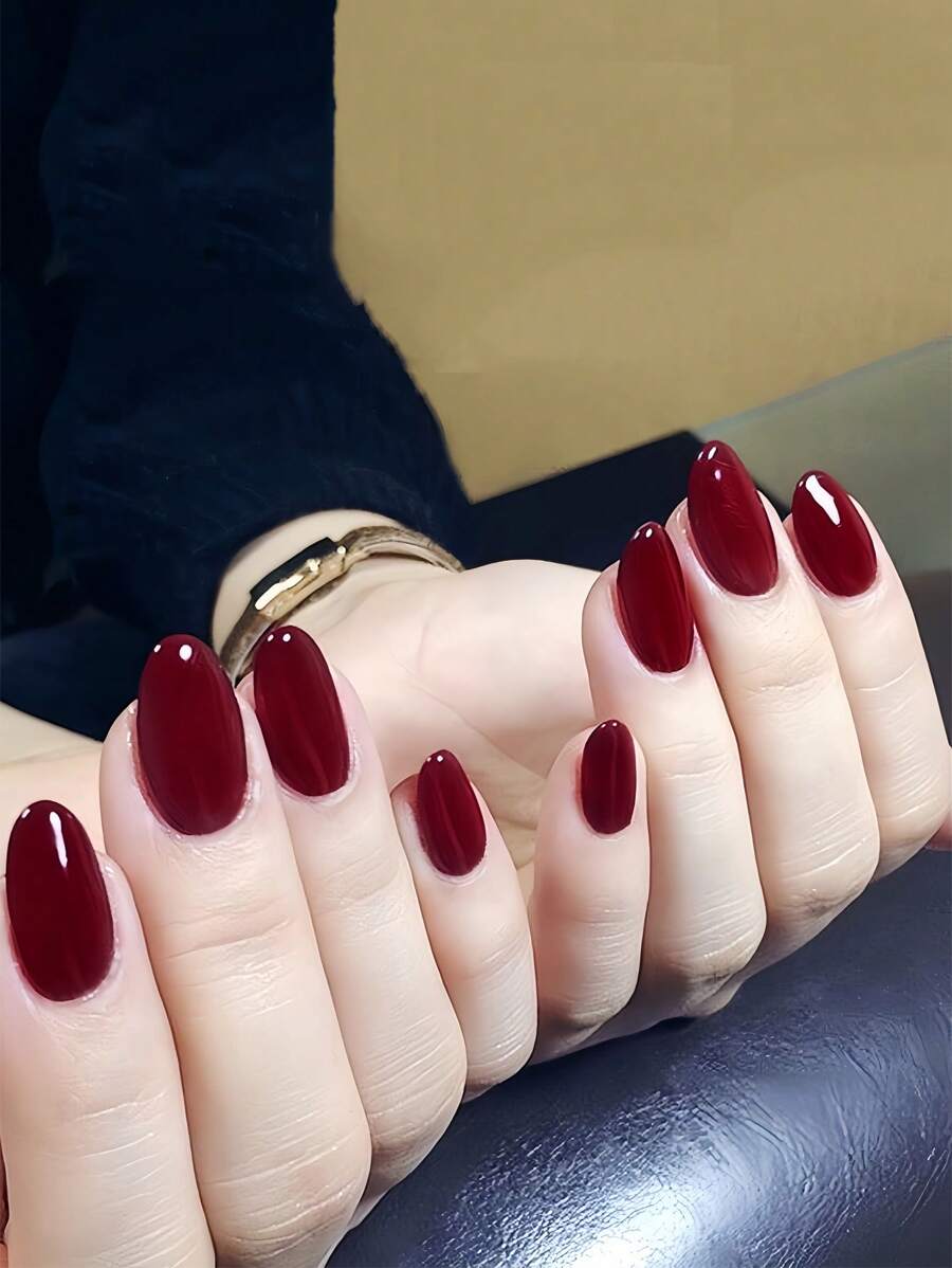 Upgrade Your Look With 24Pcs Long Oval Solid Full Cover Fake Nail Kit Press On Nails Nail Supplies Nails - Multicolor - View 1