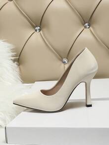 Simple & Fashionable High Heels Shoes - Beige - View 4