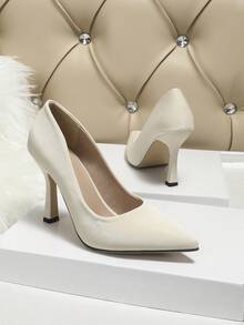 Simple & Fashionable High Heels Shoes - Beige - View 5