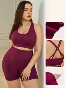 Lifespree 大碼無縫素色工字運動型胸罩 - 紫羅蘭色 - 查看 3