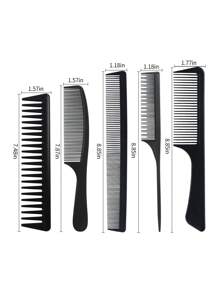 5pcs Set Of Plastic Hair Combs For Cutting And Styling Hair Hair Brush - Black - View 2