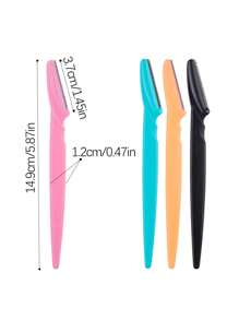 3 lưỡi dao cạo tỉa lông mày màu xanh, dao cạo tẩy lông mặt cầm tay, dụng cụ cạo râu nhíp nhổ lông mày dành cho nữ - Hồng - Xem 6
