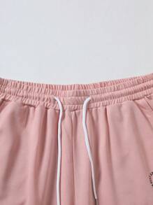 Manfinity EMRG Men Letter Graphic Drawstring Waist Shorts - Pink - View 5