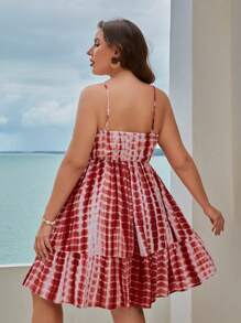 SHEIN VCAY Vestido de tirantes de tie dye bajo con fruncido - Multicolor - Ver 4