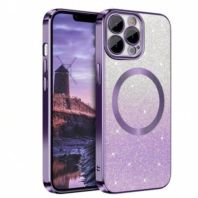Hadaasi 1个紫色电镀磁性渐变水钻纸质太空手机壳，内置镜头保护膜，二合一超薄手机壳，兼容苹果17E/17Pro/17ProMax/Air/17/16Pro/16ProMax/16Plus/16/15Pro/15ProMax/15Plus/15/14Pro/14ProMax/14Plus/14/13Pro/13ProMax/13/12Pro/12ProMax/12/11ProMax/11/11Pro/XSMax/XR/XS/X 和三星Galaxy S24Ultra/S24Plus/S24/S23Ultra/S23Plus/S23/S22Ultra/S22Plus/S22