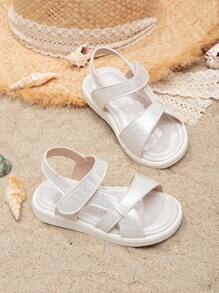 Baby Girls Metallic Ankle Strap Sandals For Summer - Silver - View 1