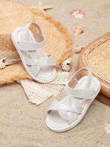 Baby Girls Metallic Ankle Strap Sandals For Summer - Silver - View 3